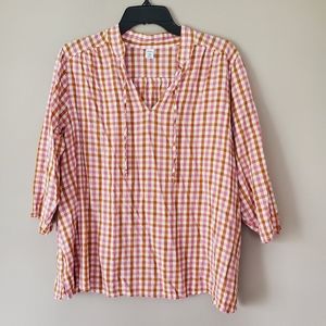 Old Navy Plaid Peasant Top 1X Plus